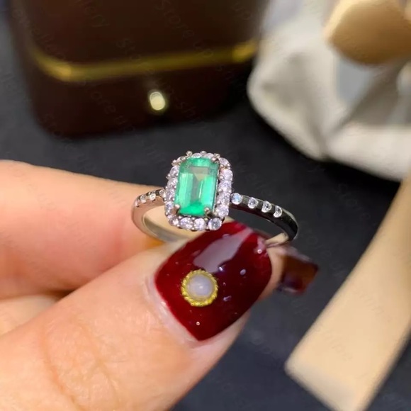Fine Natural Emerald ring 925 silver - Picture 3 of 4